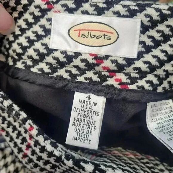 Talbots Women's Ivory/Black/Red Wool Ponte Glen Plaid Lined Pencil Straight Skir - Picture 12 of 13